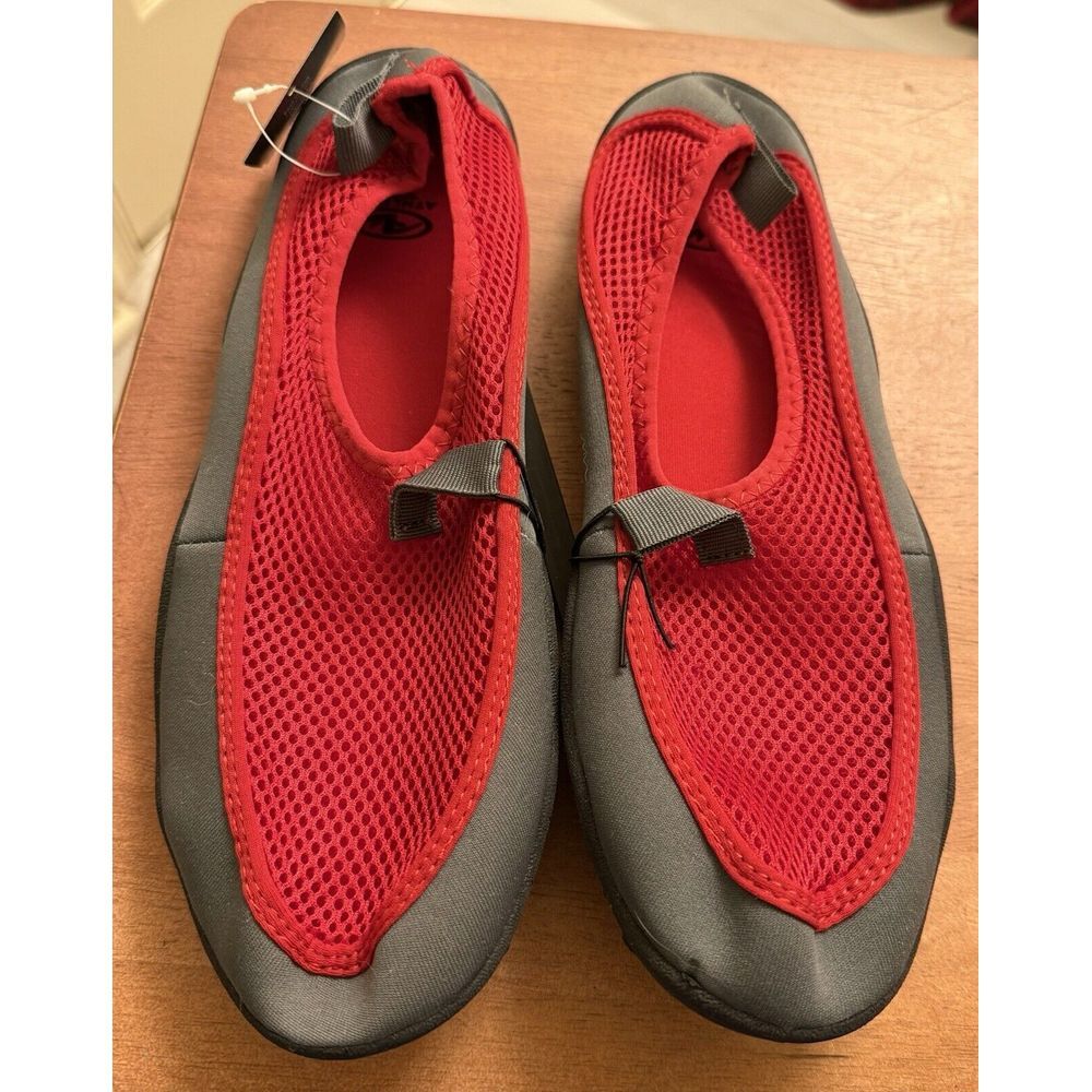 Men's Size 9-10 Red and Gray Athletic Works Beach Water‎ Shoes